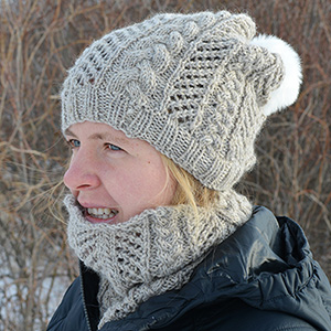 Cables & Lace Hat and Cowl Set - KnotEnufKnitting